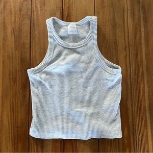 Zara Light Gray Ribbed Top